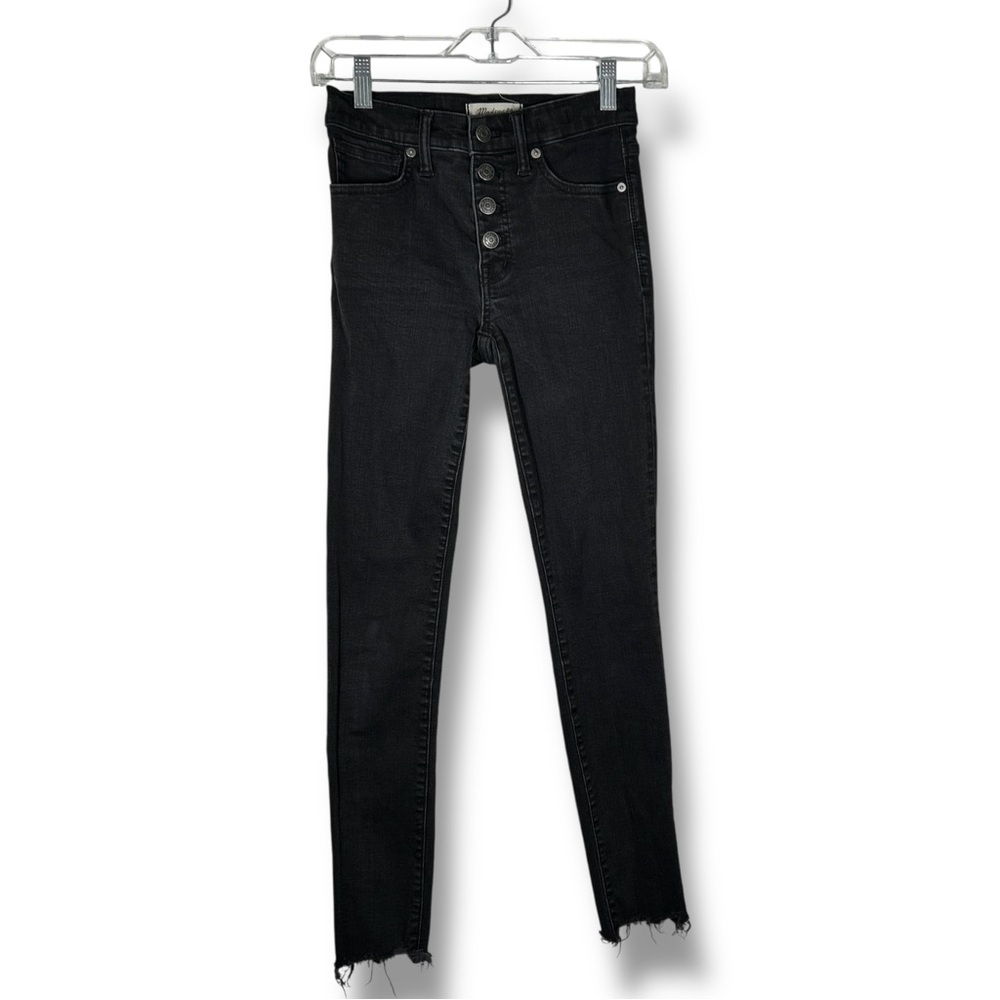 Madewell 9” High Rise Skinny Button Closure Black Skinny Jeans Sz 25 - “Elona”